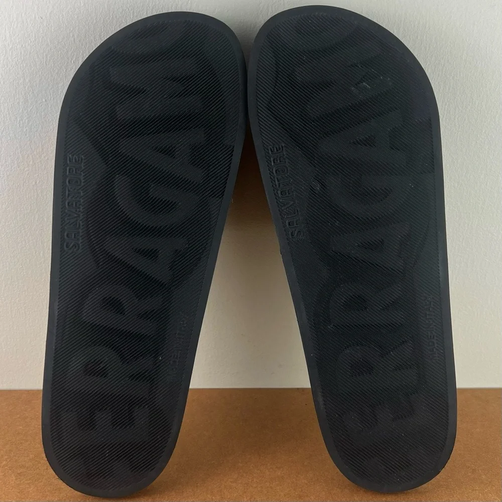 SALVATORE FERRAGAMO BLACK SLIDE SANDALS - Picture 13 of 13